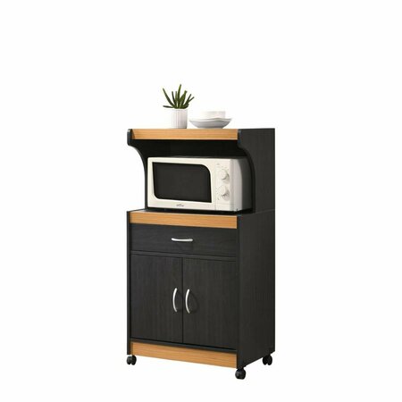 MADE-TO-ORDER 45.19 x 15.75 x 24 in. Microwave Kitchen Cart, Black & Beech MA2584710